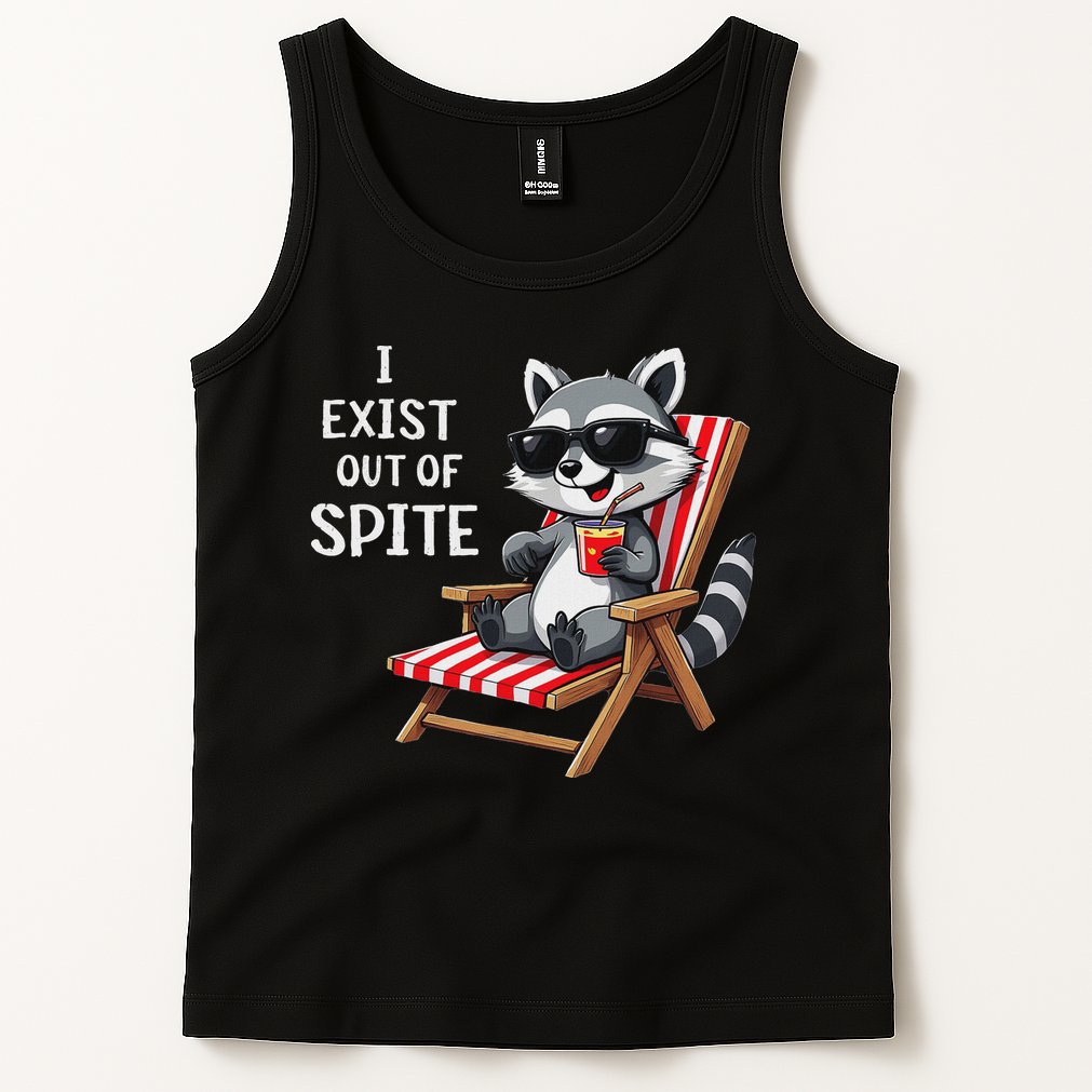I Exist Out Of Spite Funny Raccoon Sunglasses Tank Top