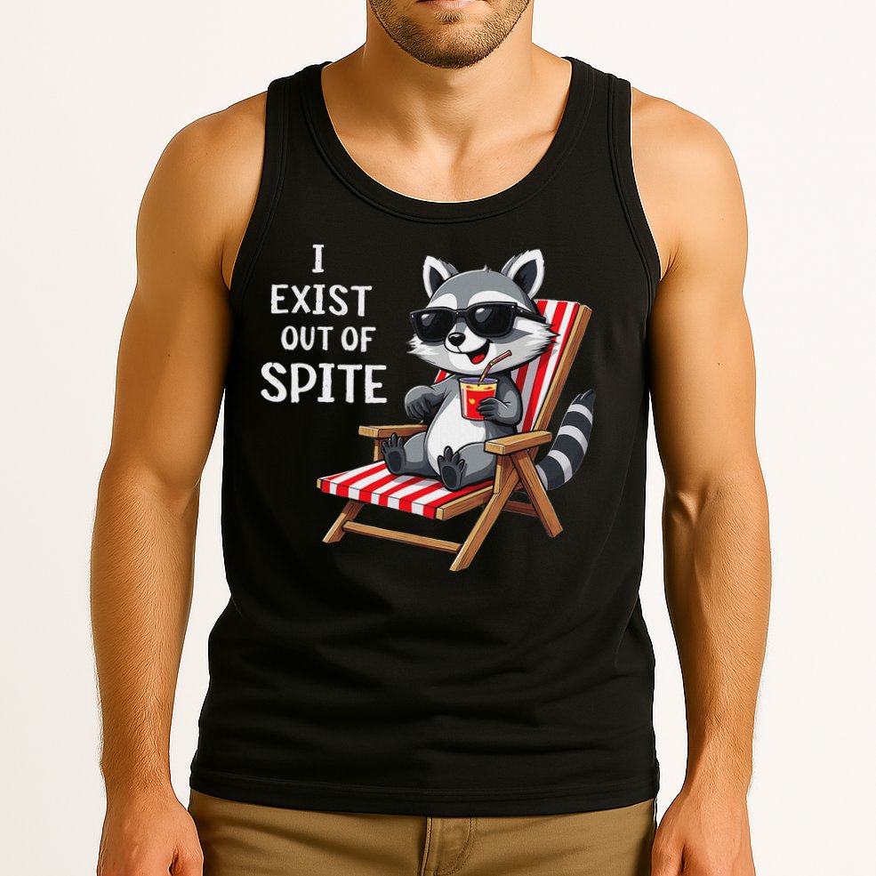 I Exist Out Of Spite Funny Raccoon Sunglasses Tank Top
