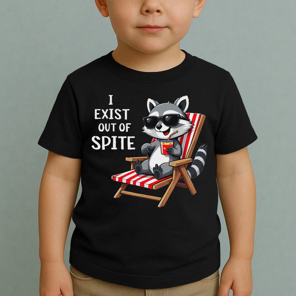 I Exist Out Of Spite Funny Raccoon Sunglasses Toddler T-Shirt
