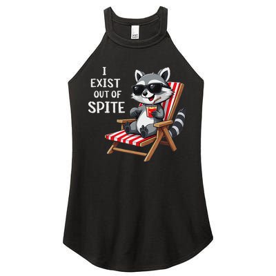 I Exist Out Of Spite Funny Raccoon Sunglasses Women's Perfect Tri Rocker Tank