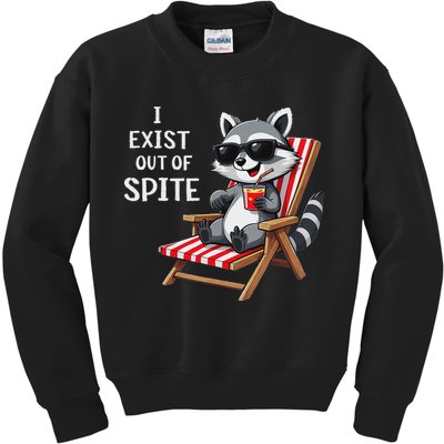 I Exist Out Of Spite Funny Raccoon Sunglasses Kids Sweatshirt