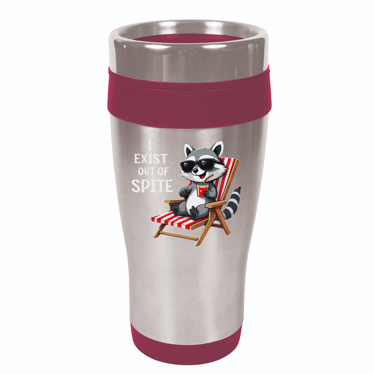 I Exist Out Of Spite Funny Raccoon Sunglasses 16oz Travel Tumbler