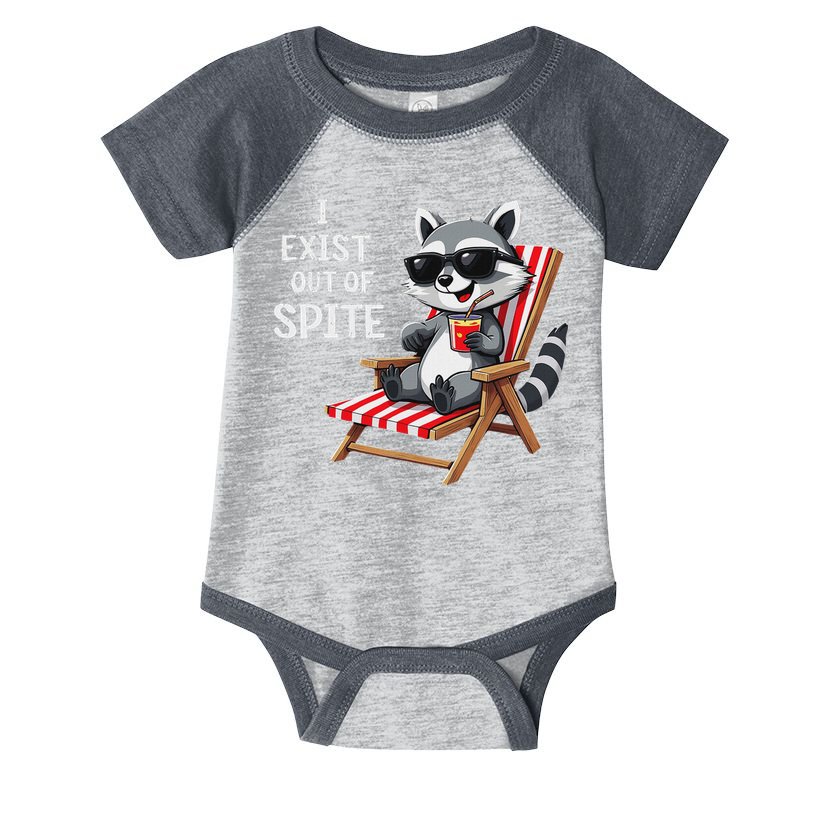 I Exist Out Of Spite Funny Raccoon Sunglasses Infant Baby Jersey Bodysuit