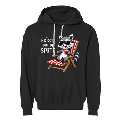I Exist Out Of Spite Funny Raccoon Sunglasses Gift Garment-Dyed Fleece Hoodie