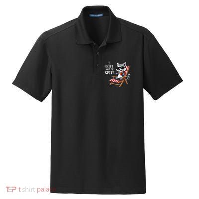 I Exist Out Of Spite Funny Raccoon Sunglasses Gift Dry Zone Grid Polo