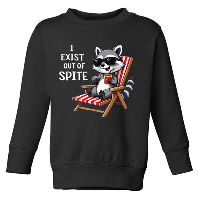 I Exist Out Of Spite Funny Raccoon Sunglasses Gift Toddler Sweatshirt