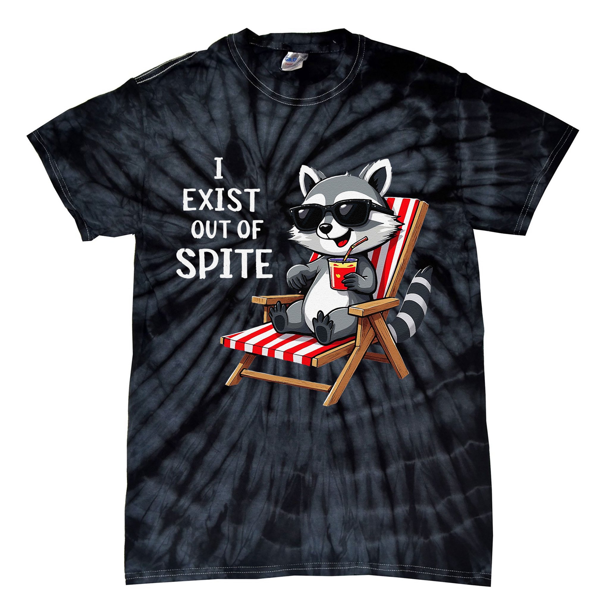 I Exist Out Of Spite Funny Raccoon Sunglasses Gift Tie-Dye T-Shirt