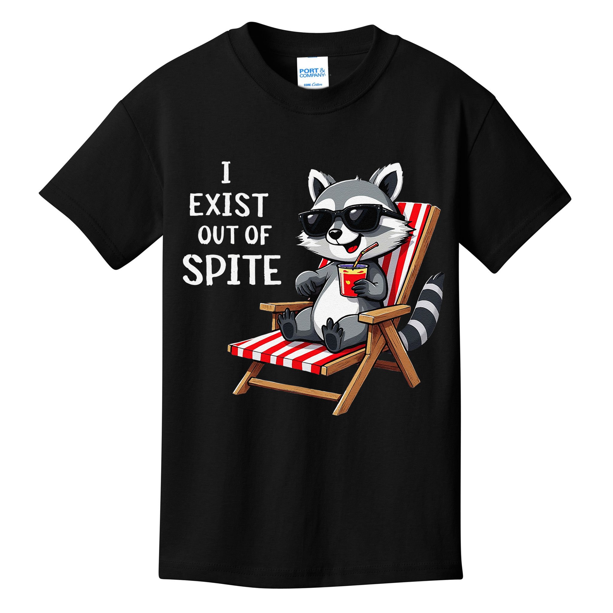 I Exist Out Of Spite Funny Raccoon Sunglasses Gift Kids T-Shirt