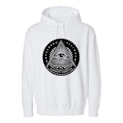 Illuminati Eyes Of Providence Garment-Dyed Fleece Hoodie