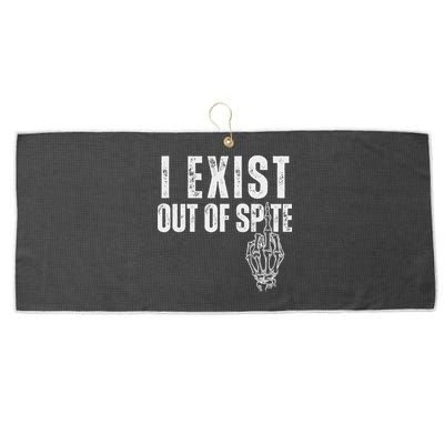 I Exist Out Of Spite Funny Dark Humor Large Microfiber Waffle Golf Towel