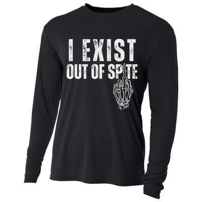 I Exist Out Of Spite Funny Dark Humor Cooling Performance Long Sleeve Crew