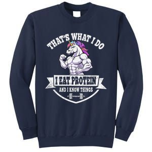 I Eat Protein Funny Unicorn Workout Training Sweatshirt