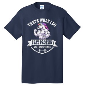 I Eat Protein Funny Unicorn Workout Training Tall T-Shirt