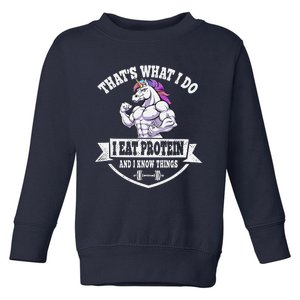 I Eat Protein Funny Unicorn Workout Training Toddler Sweatshirt