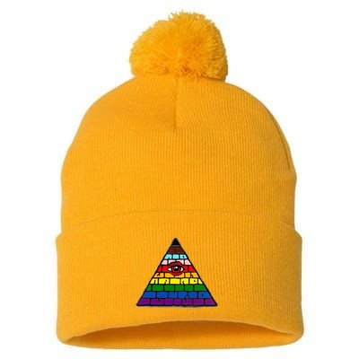 Illuminati Eye Providence Rainbow Pom Pom 12in Knit Beanie