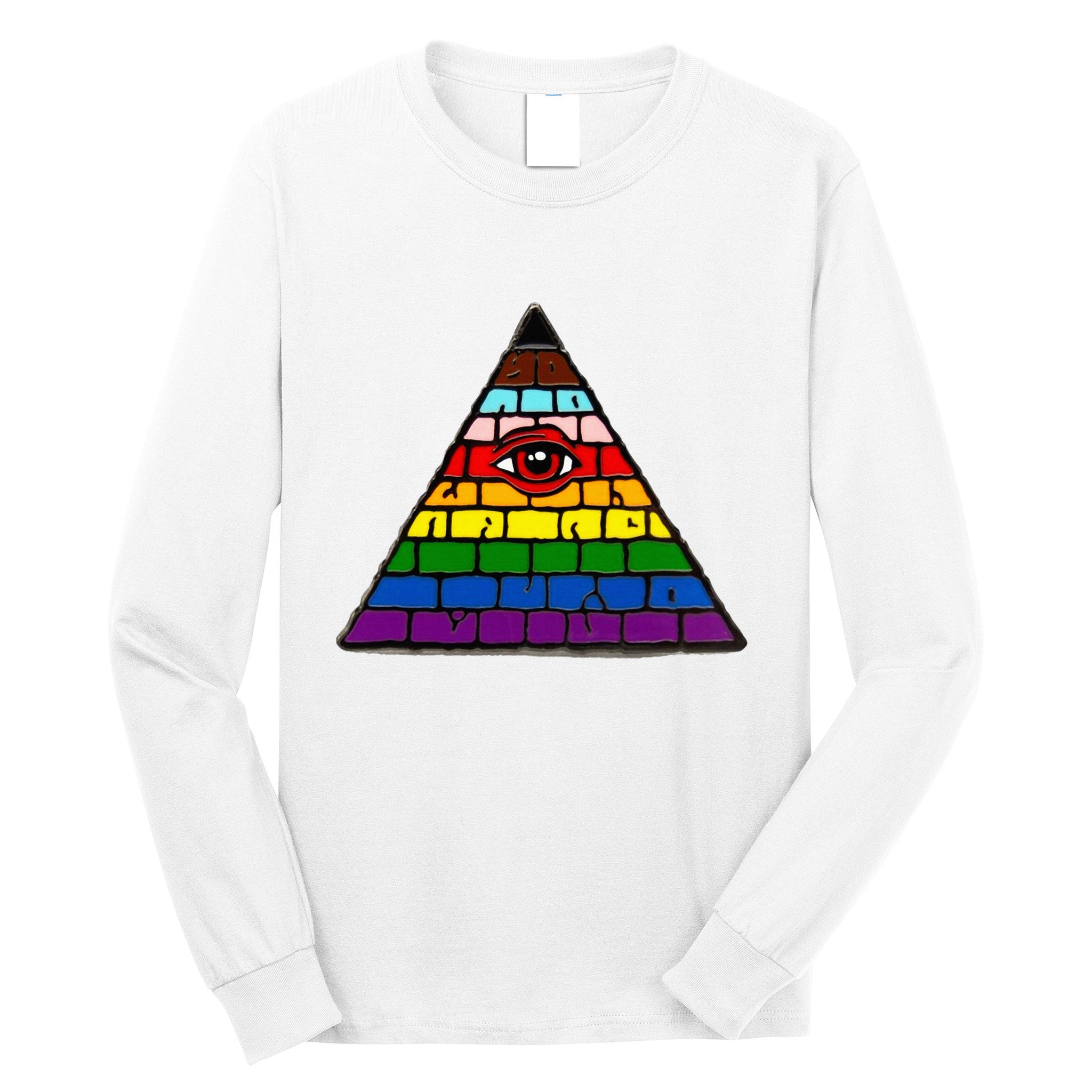Illuminati Eye Providence Rainbow Long Sleeve Shirt