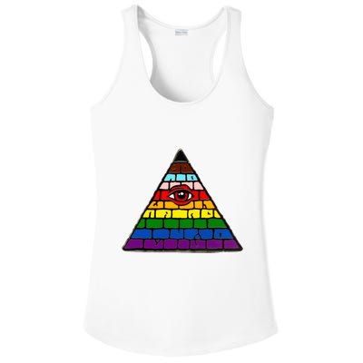 Illuminati Eye Providence Rainbow Ladies PosiCharge Competitor Racerback Tank