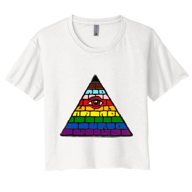 Illuminati Eye Providence Rainbow Crop Top