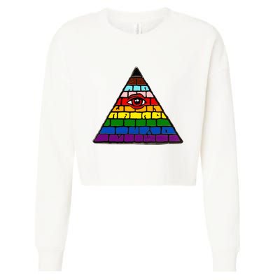 Illuminati Eye Providence Rainbow Cropped Pullover Crew