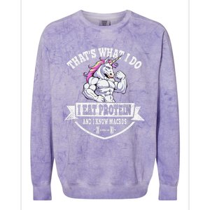 I Eat Protein Funny Unicorn Workout Training Colorblast Crewneck Sweatshirt