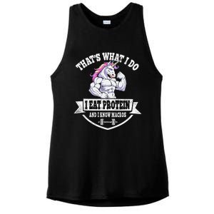 I Eat Protein Funny Unicorn Workout Training Ladies PosiCharge Tri-Blend Wicking Tank