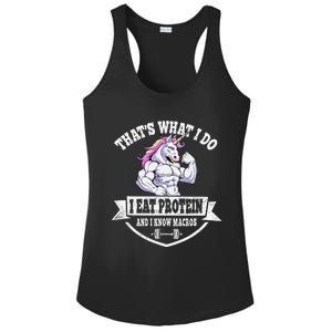 I Eat Protein Funny Unicorn Workout Training Ladies PosiCharge Competitor Racerback Tank