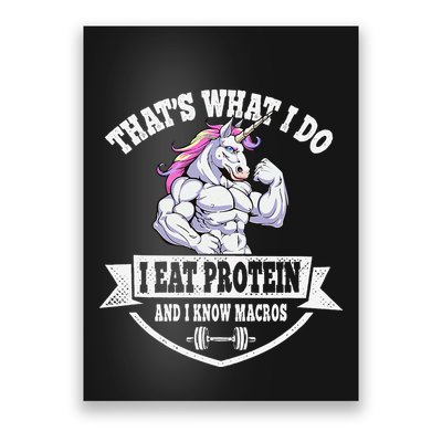 I Eat Protein Funny Unicorn Workout Training Poster