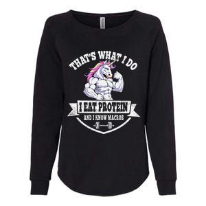 I Eat Protein Funny Unicorn Workout Training Womens California Wash Sweatshirt