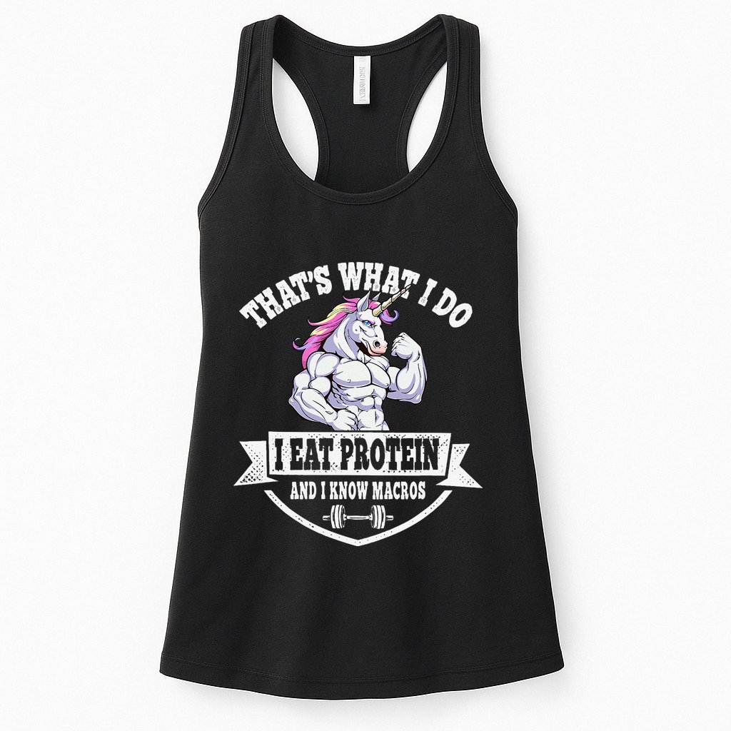 I Eat Protein Funny Unicorn Workout Training Womens Tank Top