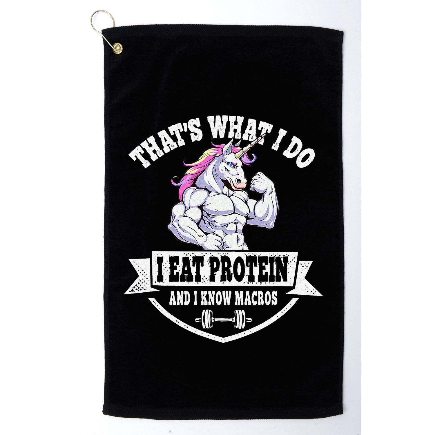 I Eat Protein Funny Unicorn Workout Training Golf Towel