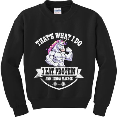 I Eat Protein Funny Unicorn Workout Training Kids Sweatshirt
