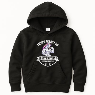I Eat Protein Funny Unicorn Workout Training Kids Hoodie