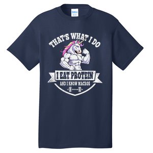 I Eat Protein Funny Unicorn Workout Training Tall T-Shirt