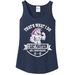 I Eat Protein Funny Unicorn Workout Training Ladies Essential Tank