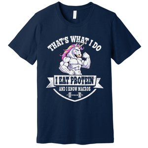 I Eat Protein Funny Unicorn Workout Training Premium T-Shirt