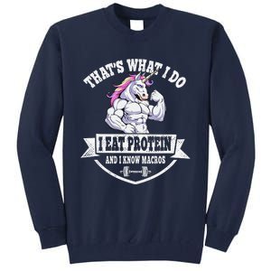 I Eat Protein Funny Unicorn Workout Training Tall Sweatshirt