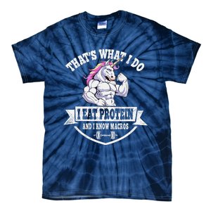 I Eat Protein Funny Unicorn Workout Training Tie-Dye T-Shirt