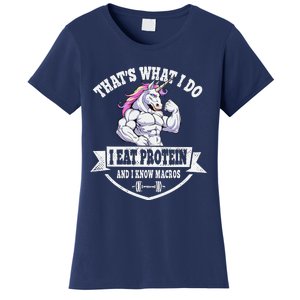 I Eat Protein Funny Unicorn Workout Training Women's T-Shirt