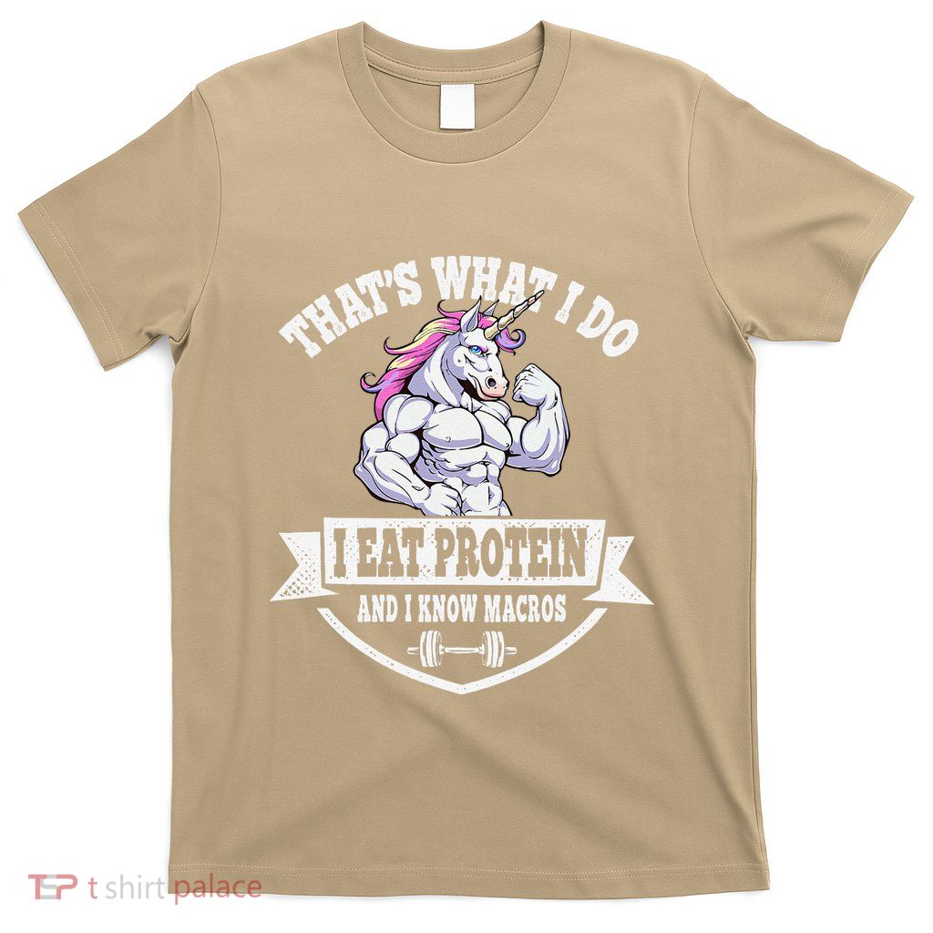 I Eat Protein Funny Unicorn Workout Training T-Shirt