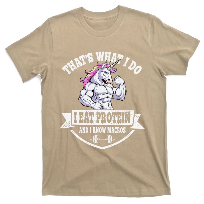 I Eat Protein Funny Unicorn Workout Training T-Shirt