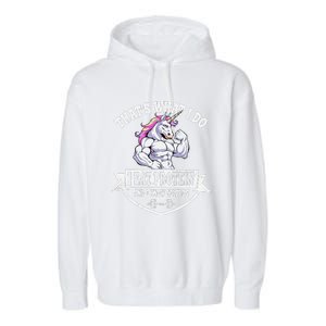 I Eat Protein Funny Unicorn Workout Training Garment-Dyed Fleece Hoodie