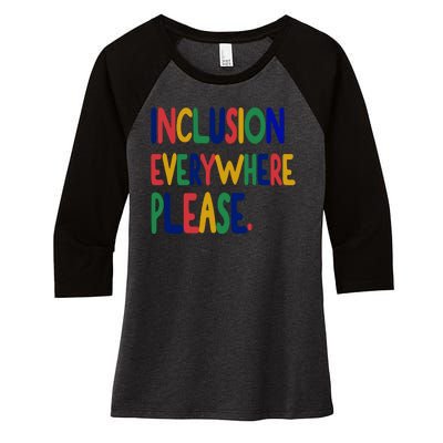 Inclusion Everywhere Please Women's Tri-Blend 3/4-Sleeve Raglan Shirt