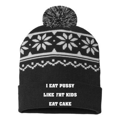 I Eat Pussy Like Fat Eat Cake USA-Made Snowflake Beanie