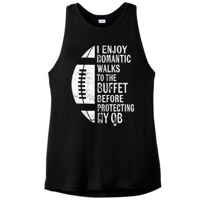 I Enjoy Romantic Walks Protecting My Qb Offensive Lineman Ladies PosiCharge Tri-Blend Wicking Tank