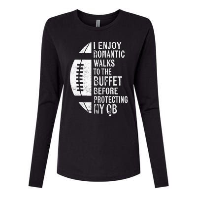 I Enjoy Romantic Walks Protecting My Qb Offensive Lineman Womens Cotton Relaxed Long Sleeve T-Shirt