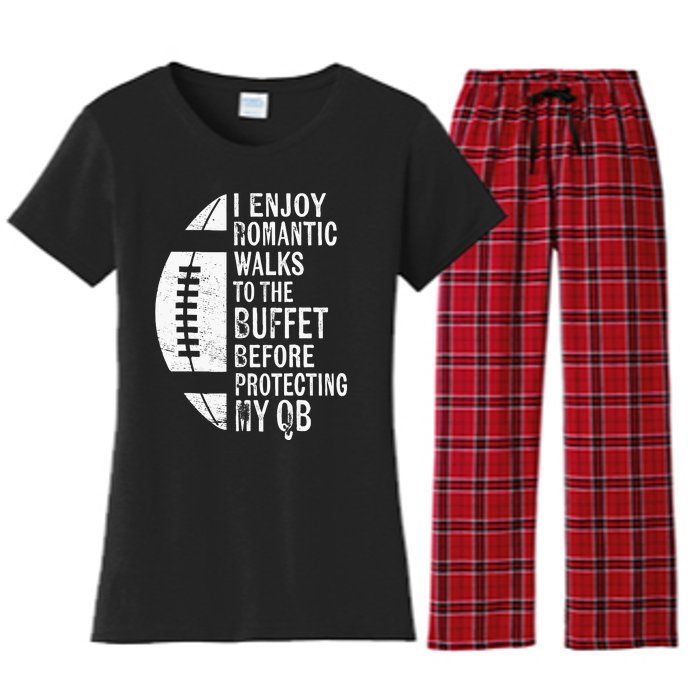 I Enjoy Romantic Walks Protecting My Qb Offensive Lineman Women's Flannel Pajama Set