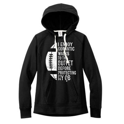 I Enjoy Romantic Walks Protecting My Qb Offensive Lineman Women's Fleece Hoodie