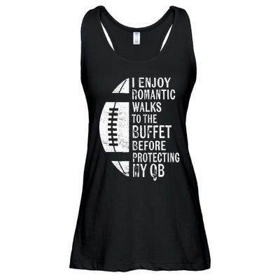 I Enjoy Romantic Walks Protecting My Qb Offensive Lineman Ladies Essential Flowy Tank