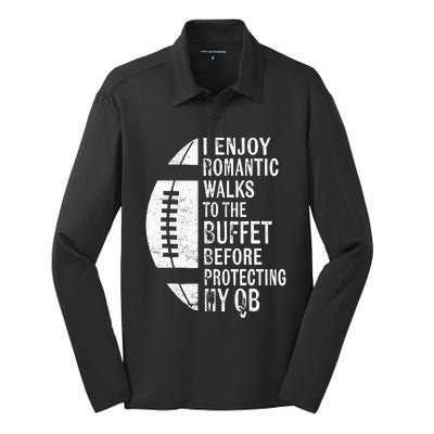 I Enjoy Romantic Walks Protecting My Qb Offensive Lineman Silk Touch Performance Long Sleeve Polo