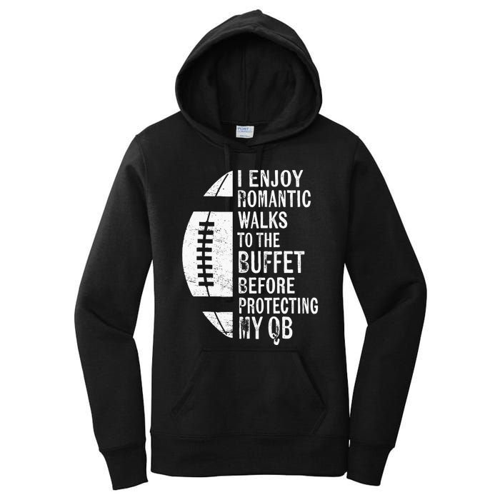 I Enjoy Romantic Walks Protecting My Qb Offensive Lineman Women's Pullover Hoodie